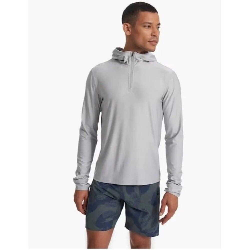 Vuori Uluwatu 23 Water Hoodie Mens XL Gray 1/4 Zip Long Sleeve UPF 50